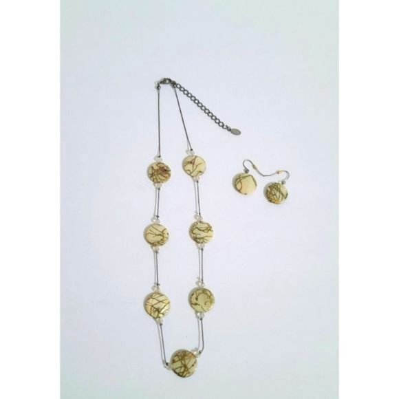 Marble style glass bead  Necklace/Earring set - Picture 5 of 6